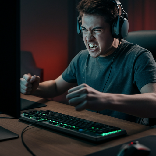 The Face of Frustration: Gamer’s Anger Captured in a Single Shot