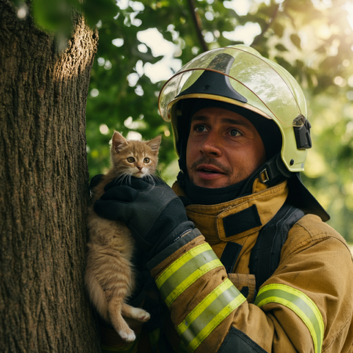 Firefighter’s Gentle Touch: A Symbol of Hope Amidst the Flames