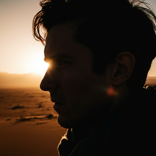 Silhouetted Against the Setting Sun: A Moment of Solitude in the Desert