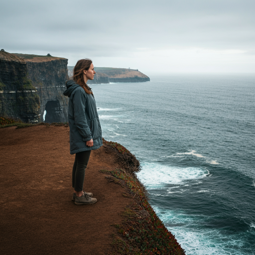 Contemplating the Vastness: A Woman on the Cliff’s Edge