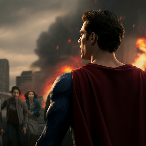 Superman Stands Guard Amidst the Flames