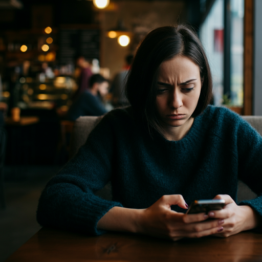 Lost in Thought: A Moment of Melancholy in a Dimly Lit Cafe