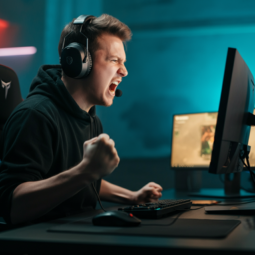 The Thrill of Victory: Gamer’s Intense Focus Captured in a Single Shot