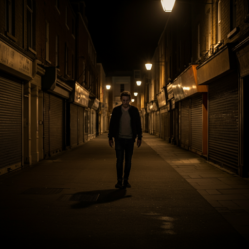 Lost in the Shadows: A Man’s Solitary Walk Through the Night