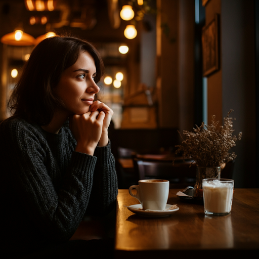 Lost in Thought: A Moment of Solitude in a Dimly Lit Cafe