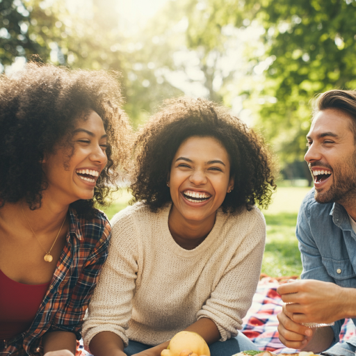 Laughter and Sunshine: Friends Enjoy a Joyful Picnic