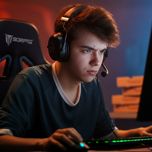 In the Zone: Gamer’s Intensity Under Neon Lights