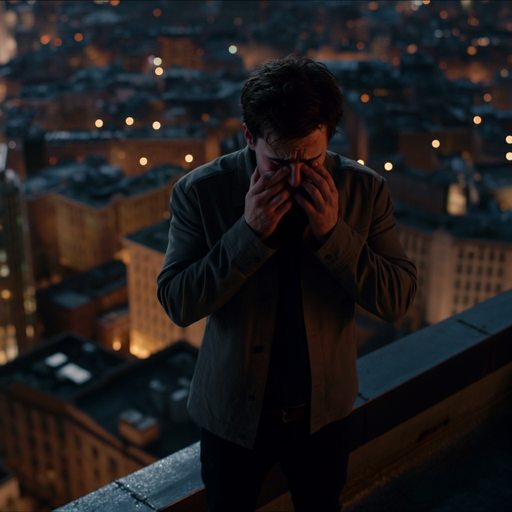 Lost in the City Lights: A Moment of Despair