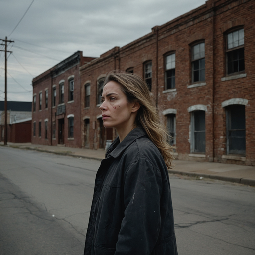 Melancholy in the City: A Woman Stands Alone in a Deserted Street