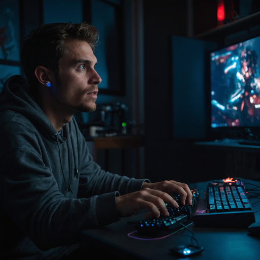 Lost in the Digital Realm: A Gamer’s Intense Focus