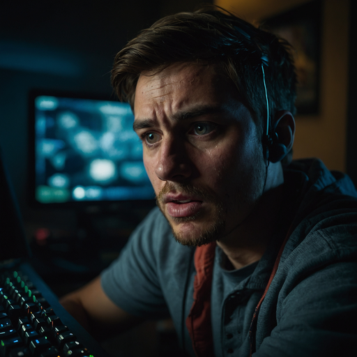 In the Shadows of Focus: A Man’s Intense Concentration