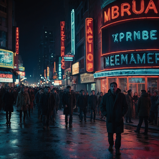 Lost in the Neon Glow: A Man’s Solitary Journey Through the City