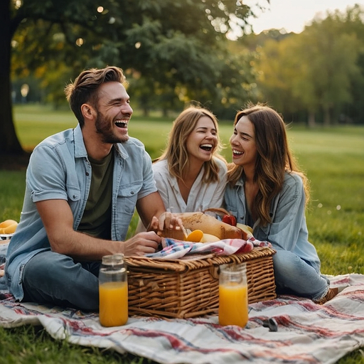 Laughter and Sunshine: Friends Enjoy a Perfect Picnic