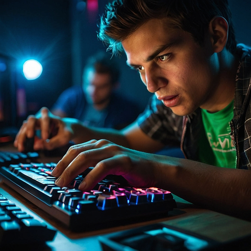 In the Zone: A Gamer’s Focus Under Neon Lights