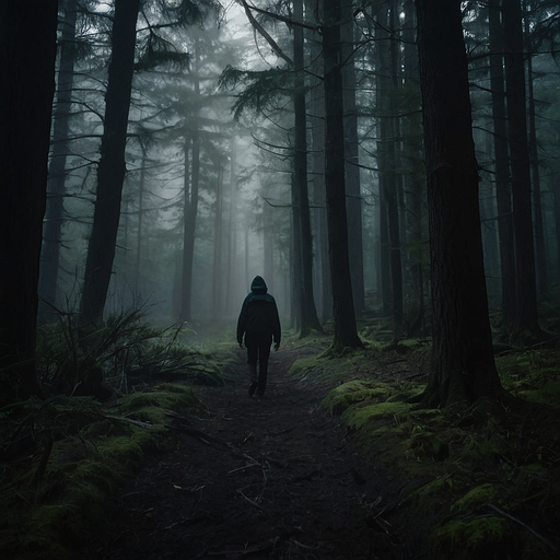 Lost in the Mist: A Figure Walks a Path of Mystery