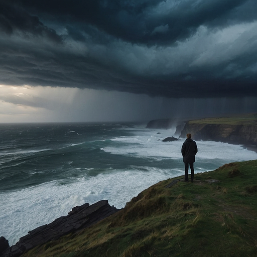 Silhouetted Against the Storm: A Moment of Isolation and Power