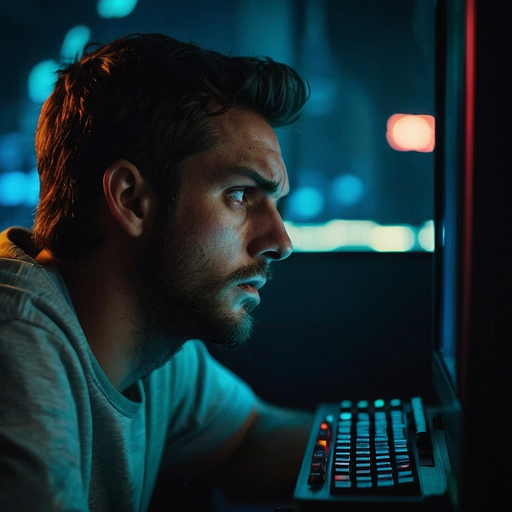 In the Shadows of Focus: A Man’s Intense Concentration