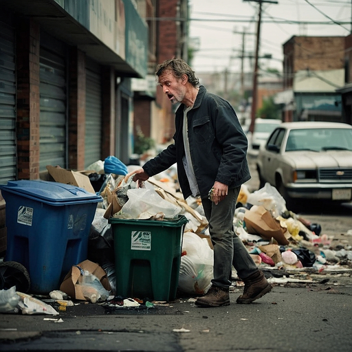 Lost in the Shadows: A Man’s Despair in a Grimy Alley