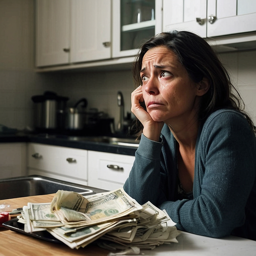 The Weight of Money: A Woman’s Worried Gaze