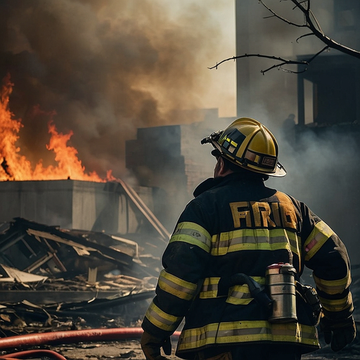 Firefighter Stands Tall Amidst Blazing Inferno