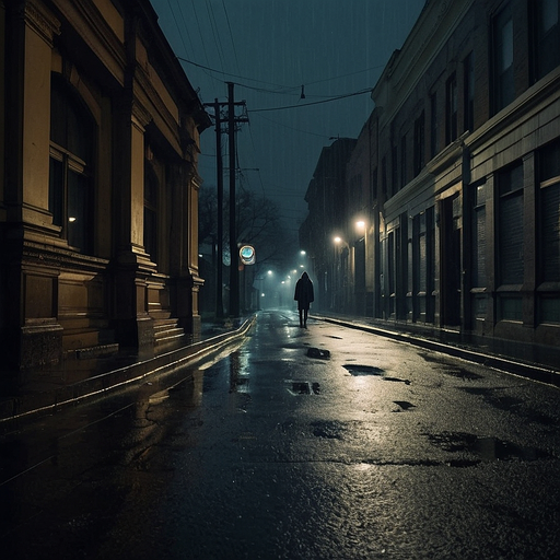 Lost in the Rain: A Lonely Figure Walks Through the Night