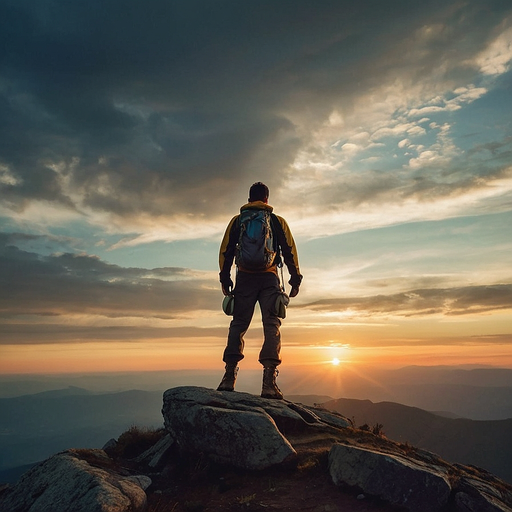 Silhouetted Against the Sunset: A Moment of Solitude on the Mountaintop