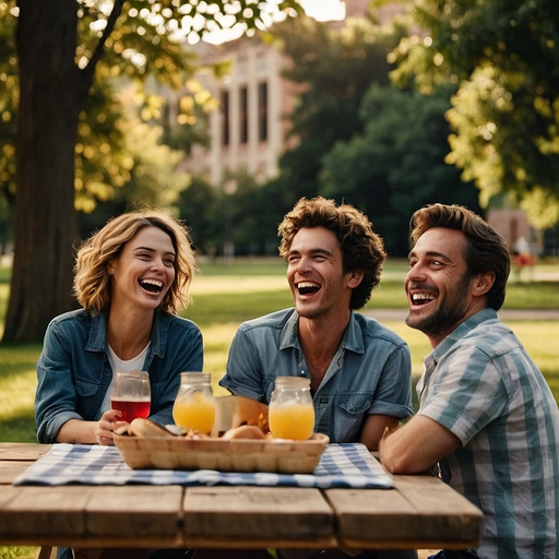 Laughter and Sunshine: Friends Enjoy a Perfect Picnic Day