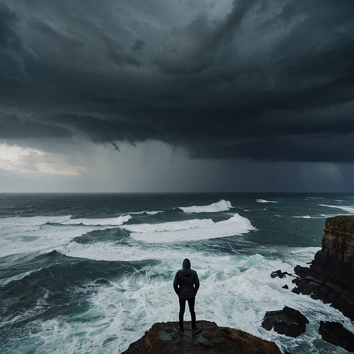 A Solitary Figure Defies the Storm’s Fury