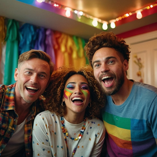 Rainbow Smiles: Friends Celebrate in Style