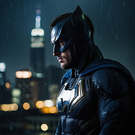 Batman, Bathed in Rain, Watches Over Gotham