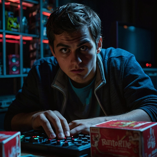 Lost in the Code: A Young Man’s Intense Focus in a Mysterious Room