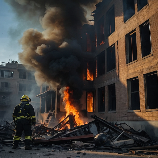 Firefighter Braces Against Blazing Inferno