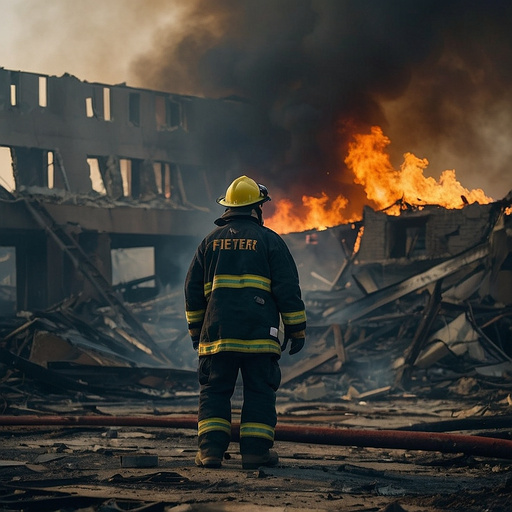 Firefighter Stands Tall Amidst the Flames