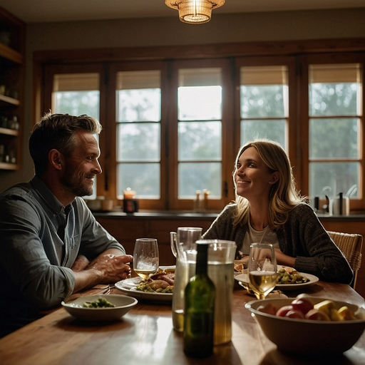 A Moment of Intimacy: Sharing Laughter and Love over a Delicious Meal