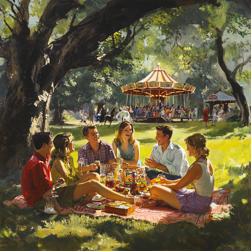 Sun-Kissed Memories: Friends, Picnics, and a Carousel