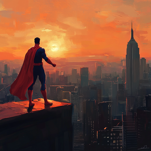 Superman Silhouetted Against a Hopeful Sunset