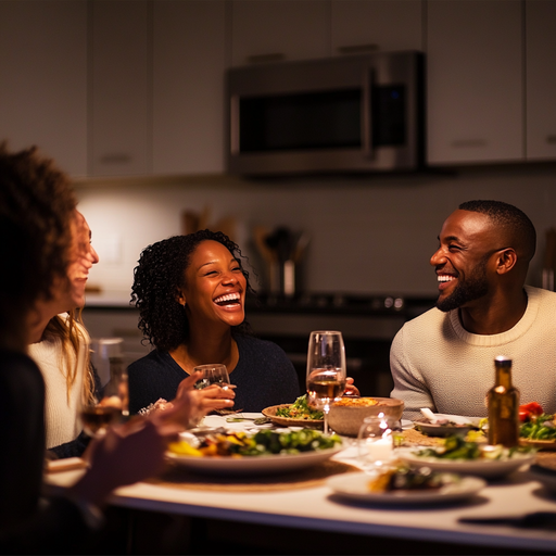 Laughter and Light: Friends Share a Joyful Dinner