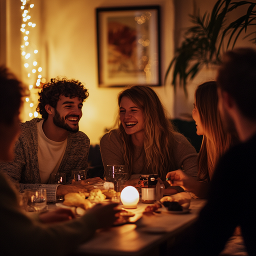 Cozy Gathering: Friends Share Laughter and Warmth