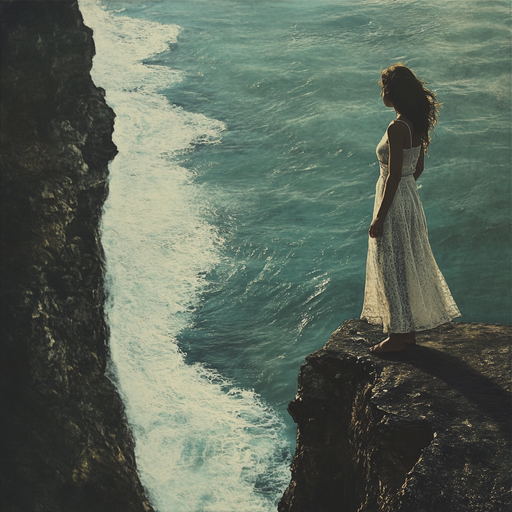 Silhouette of Solitude: A Woman’s Moment on the Cliff