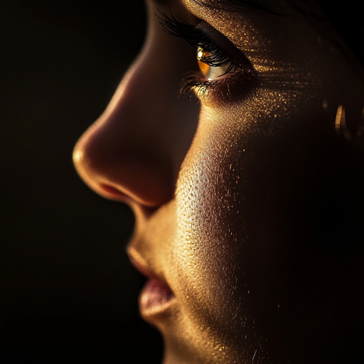 Golden Hour Glamour: A Close-Up Portrait of Mystery