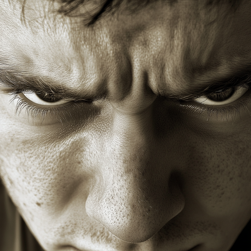 Intense Gaze: A Man’s Anger Fills the Frame