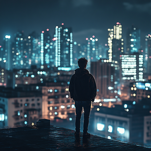 Silhouetted Against the City Lights