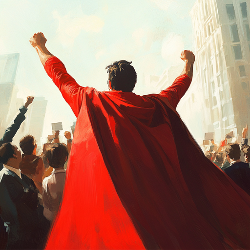 Hope Rises in the City: A Man in Red Cape Inspires the Crowd