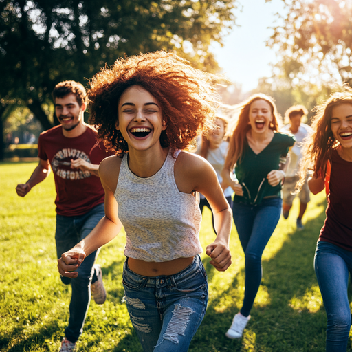 Sun-Kissed Joy: Friends Embrace the Open Field