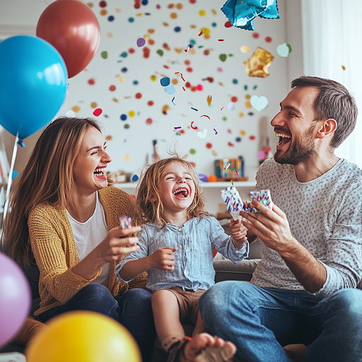 Birthday Joy: A Family Celebrates with Confetti and Laughter