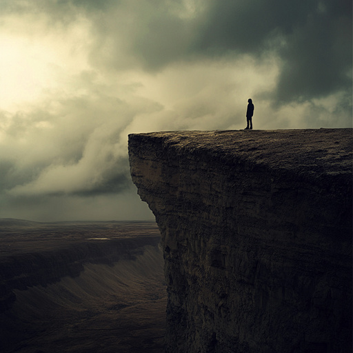 Silhouetted Against Despair: A Lone Figure on the Edge of the World