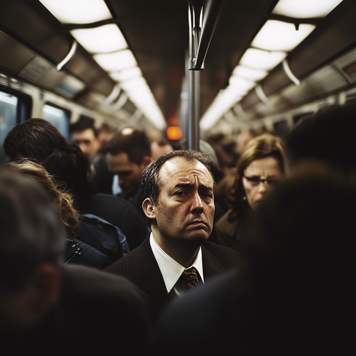 Lost in Thought: A Man’s Pensive Journey on the Subway