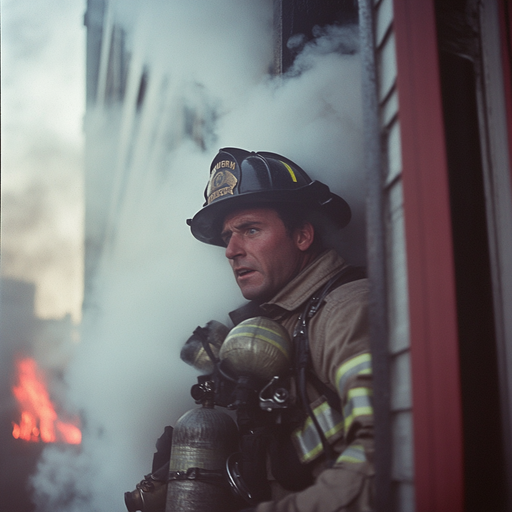 Firefighter Bravely Faces the Blaze