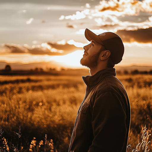 Silhouetted Hope: A Man Finds Peace in the Sunset