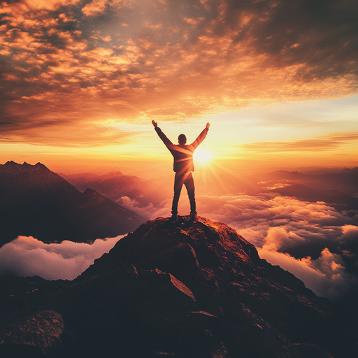 Triumphant Silhouette Against a Breathtaking Sunset